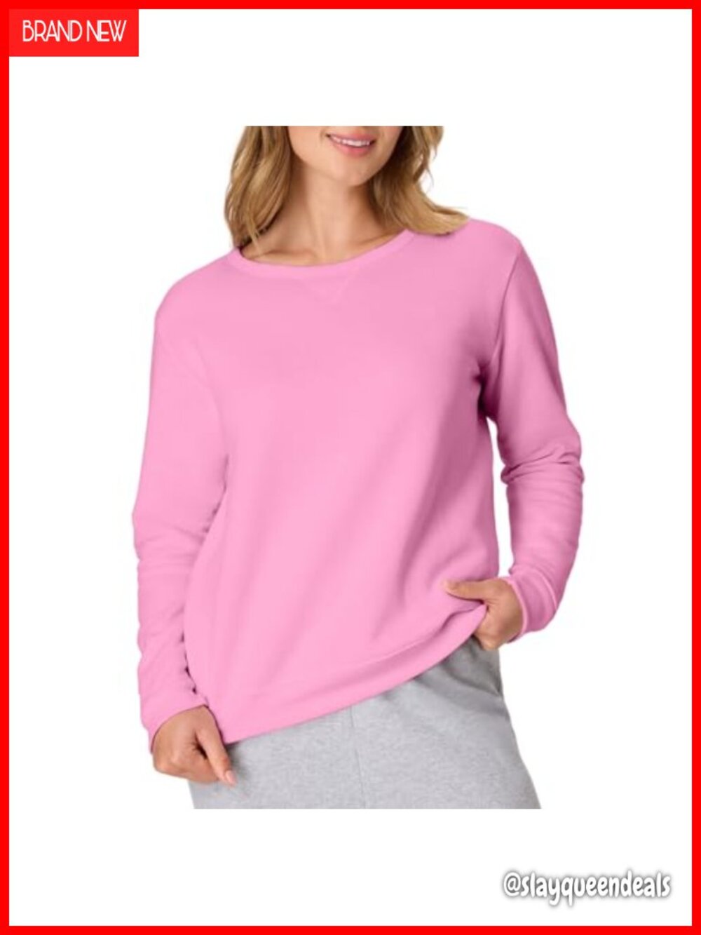 Women's Cotton Fleece Sweatshirt, Crew Neck, Long Sleeve, Pullover